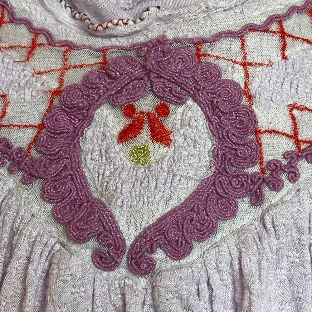 Free People Lilac Embroidered Boho Peasant Top Long Sleeve Women’s M